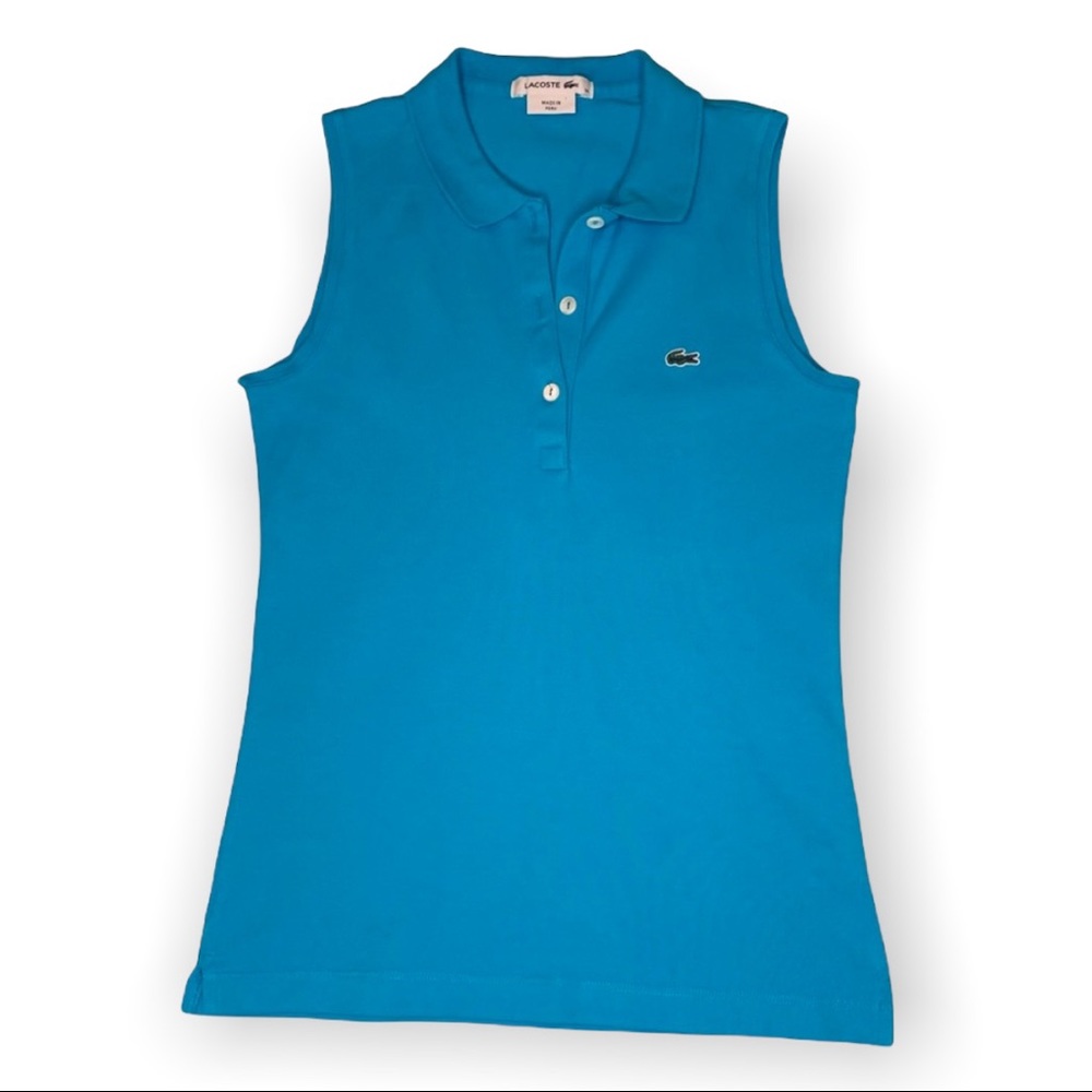 Lacoste (S) Slim fit Sleeveless Cotton Piqué Polo Tank Top (3 button) Turquoise